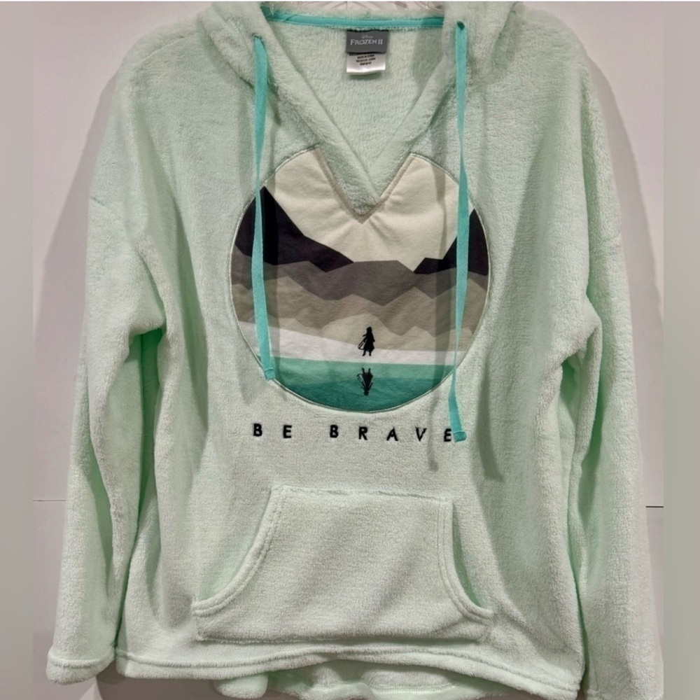 Disney Official Frozen II Anna Be Brave Fleece Hoodie Graphic Green Adult Small - Picture 2 of 6